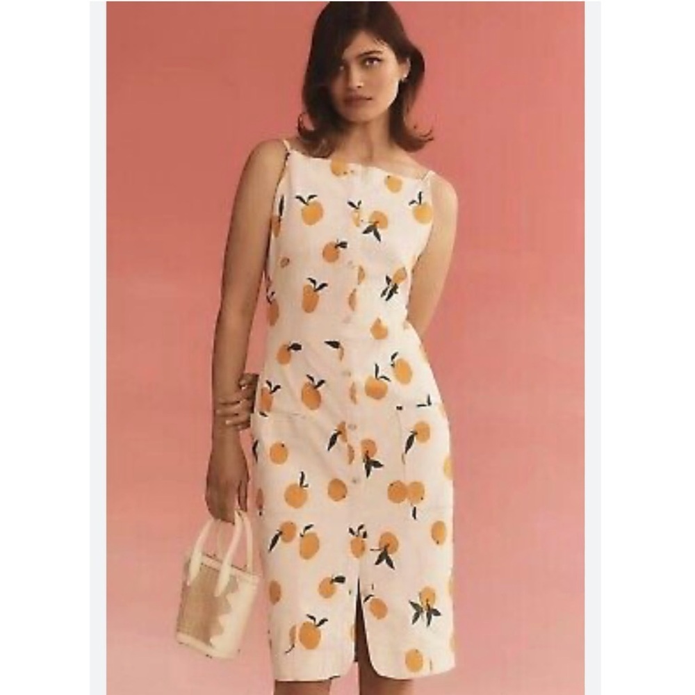 MAEVE BY anthropologie Dylan Mierzwinsky Orange Print Sleeveless Dress size M
